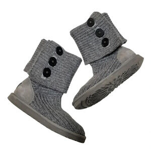 UGG Classic Cardy Knit Boots Womens Size 7 Gray